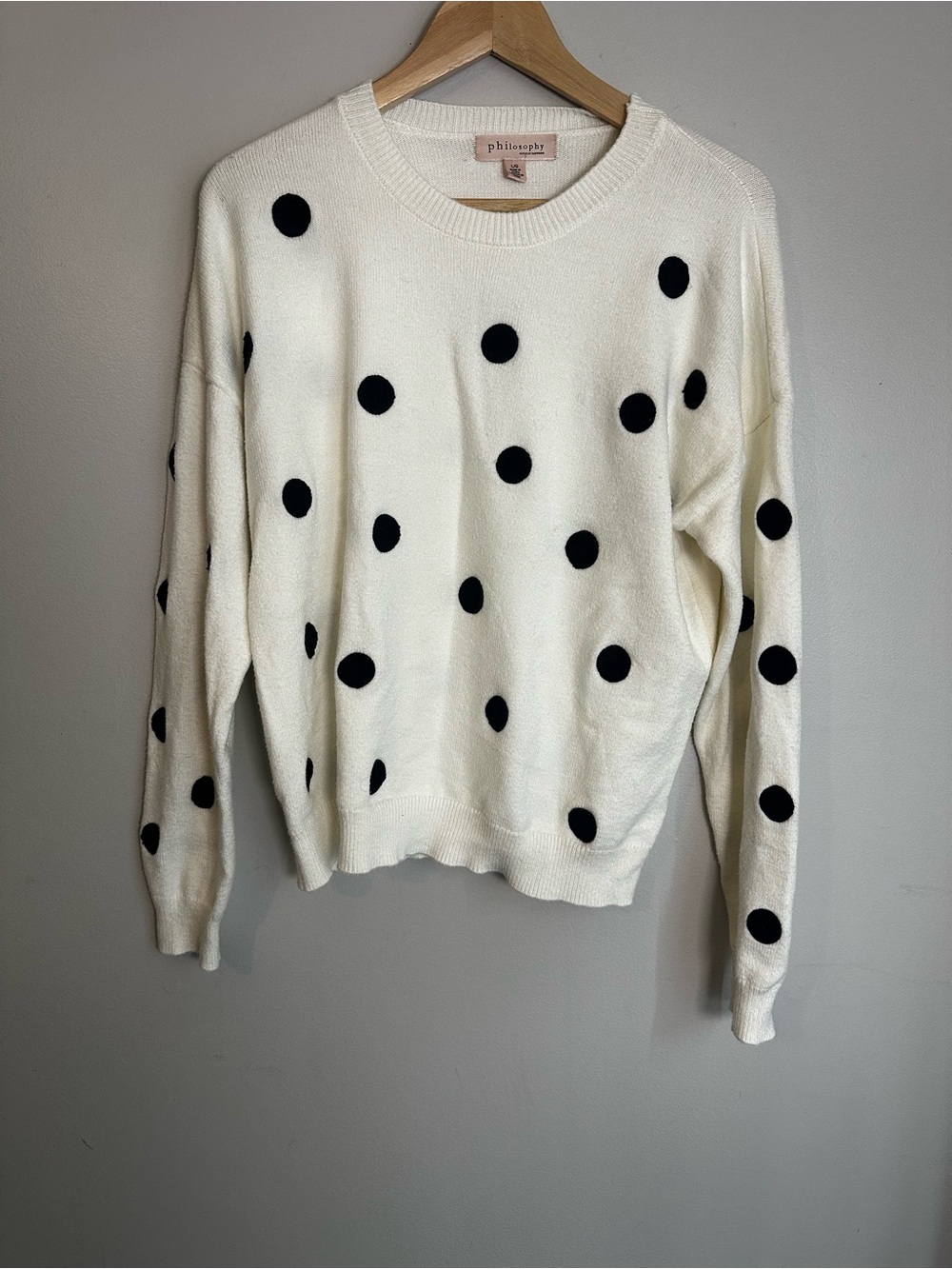 Philosophy Republic Clothing Cream & Black Polka Dot Crewneck Sweater, Large